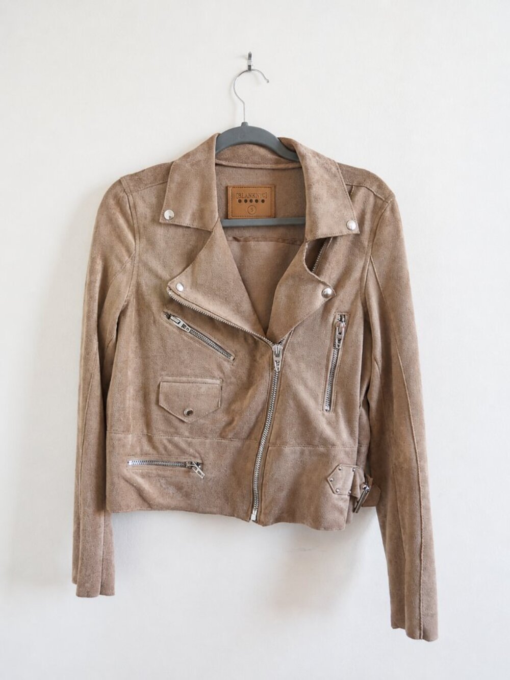 BLANK NYC Asymmetrical Suede Biker Jacket